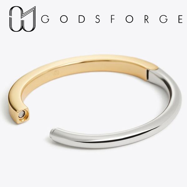 

100% 925 sterling silver double colors simple big bracelet for women fashion jewelry with gift box for birthday present, Golden;silver
