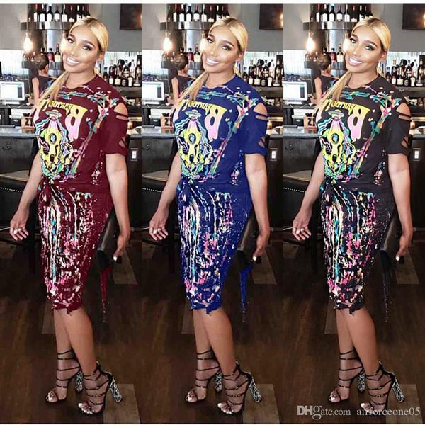 

women digital printed 2pcs dress hollow out female pub suit women two piece summer fashion clothing, White