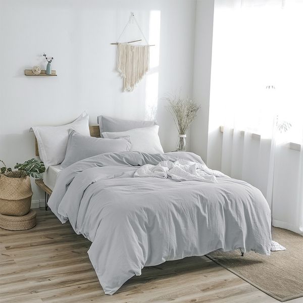 Phf Bedding Set Luxury Washed Linen Cotton Duvet Cover Set