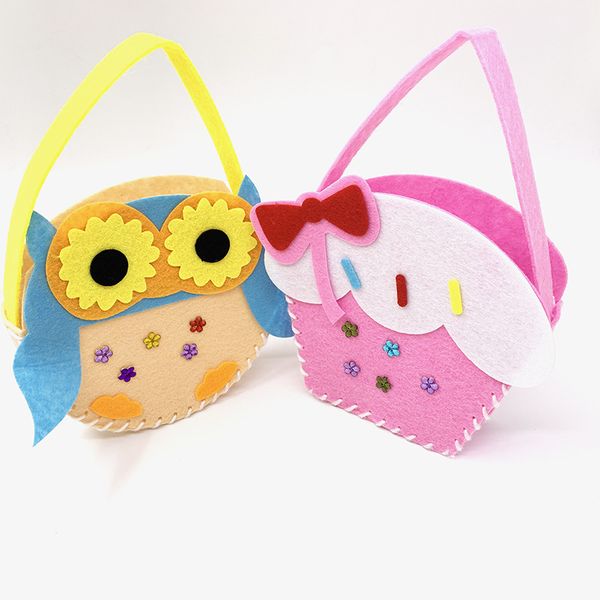 

2019 kindergarten handmade non-woven diy basket bag toy children's educational hand-woven basket felt cloth ornament gift