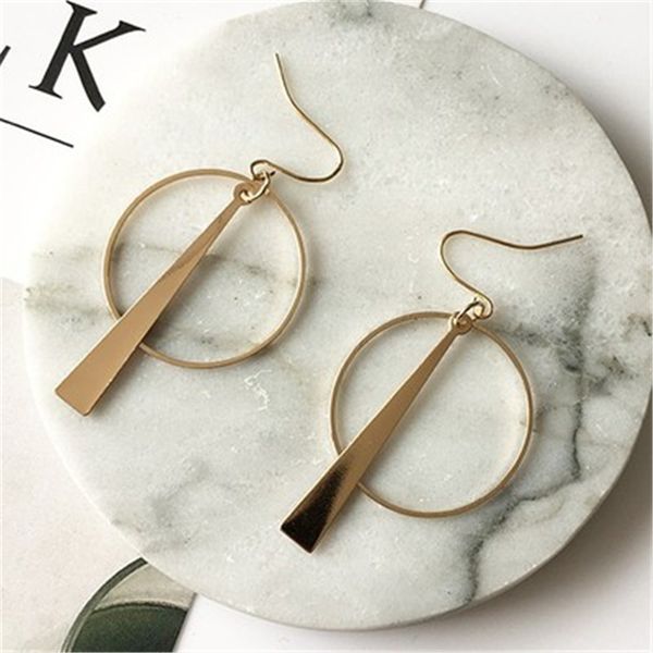 

south korea earrings jewelry temperament simple retro long circle ear line geometric earrings for women statement earrings 2020, Silver