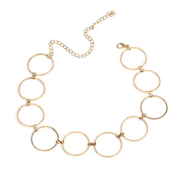 

2020 stylish style women girls choker gift silver gold color punk simple metal o chain choker necklace, Golden;silver