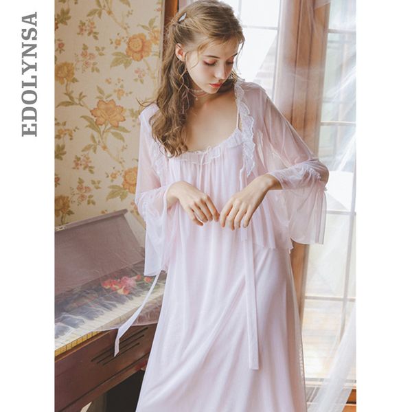 

2019 autumn sleepwear vintage white cotton nightgown plus size women home wear night dress for wedding nightwear lingerie t543, Black;red