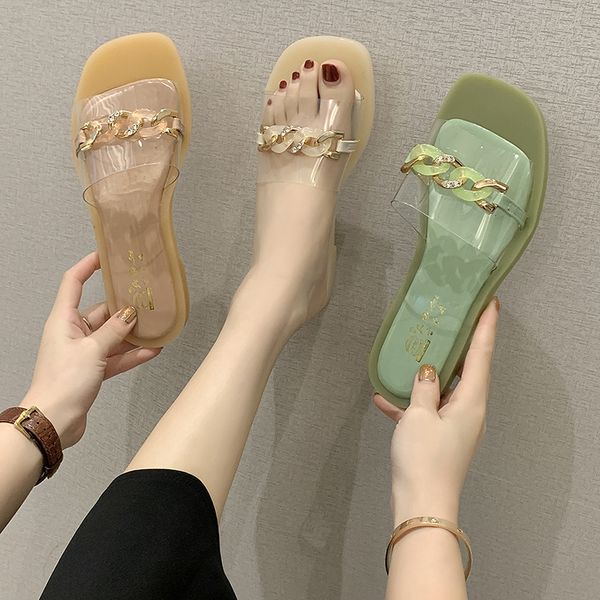 

shoes woman 2020 home slippers women's transparent heel pantofle slides massage new soft flat basic fashion, Black