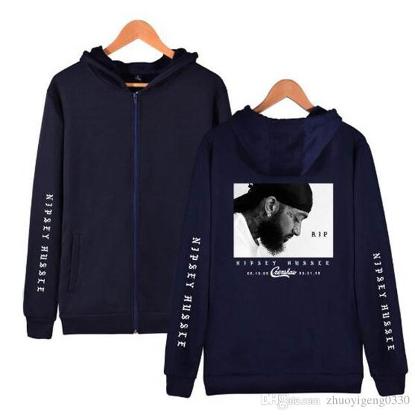 

new mens fashion hoodie nipsey hussle harajuku streetwear zipper sweatshirt loose zipper hoodie hip hop sweatshirts plus size, Black