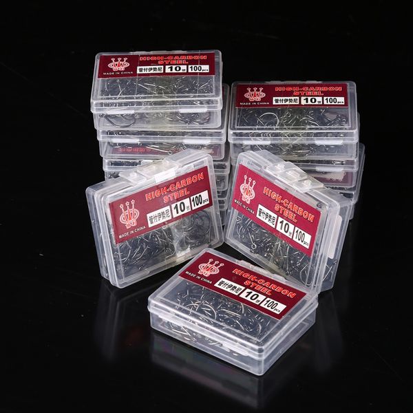 

100 pcs / box fishhooks high carbon steel lake river ocean fishing hooks efficiency barbed hook fishing hooks