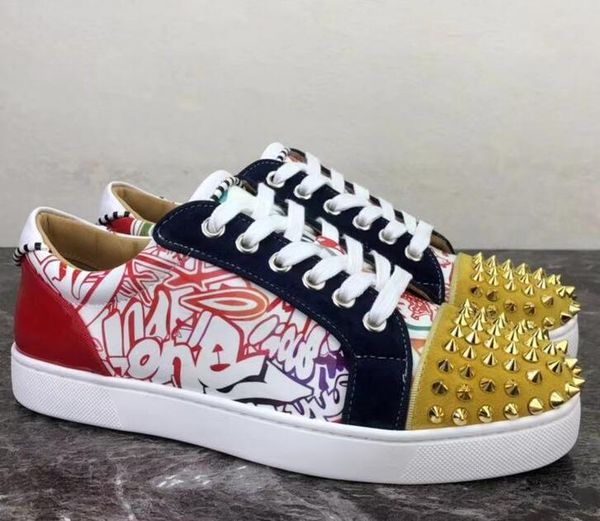 

with box] new arrival leather shoes low for men,women designer red bottom sneaker party wedding walking shoesleisure trainer footwear, Black