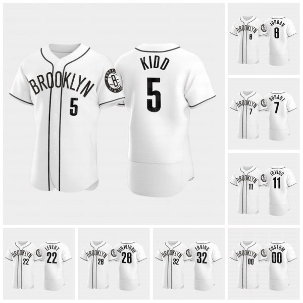 

brooklyn 2020-21 basketball x baseball jersey 5 kidd 6 deandre 7 durant 11 irving 22 levert 26 dinwiddie 32 erving, Blue;black