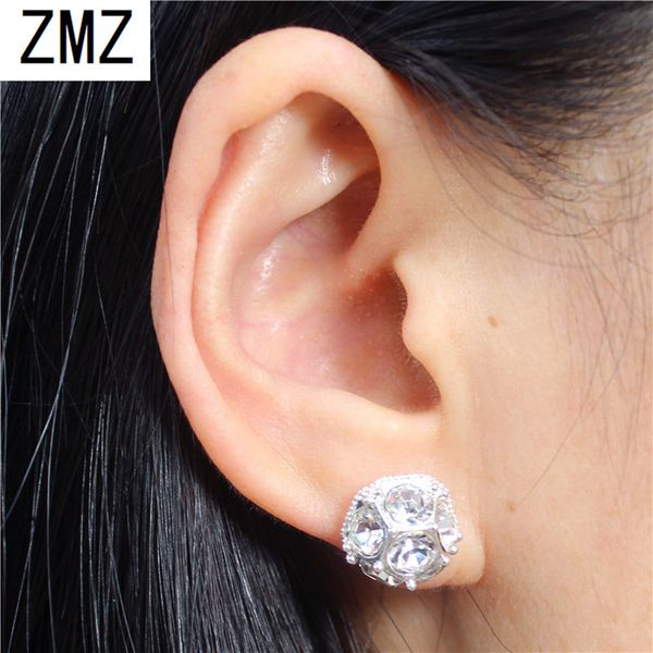 

zmz 2019 cute resin earring gold/silver plated unique with pearl & shinny stones fashion jewelry for women, Golden;silver