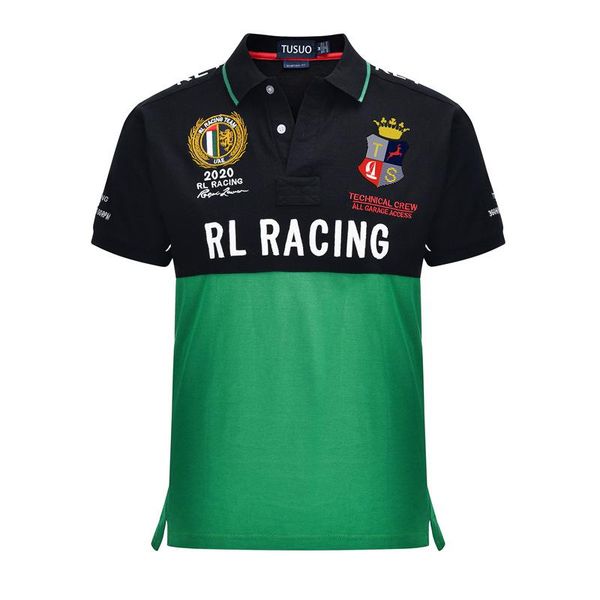 

figure petty cross-border burst models of high-quality cotton lapel racing polo shirt cotton t-shirt male horse sign a generation of fat, White;black