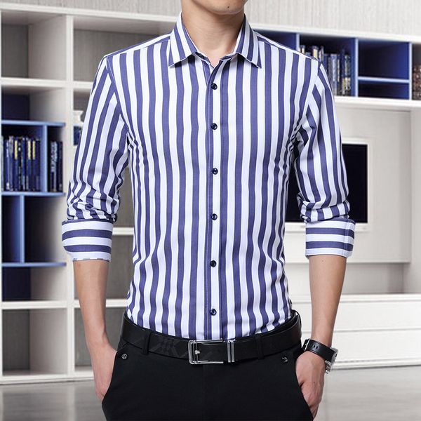 

new men's 2020 trend korean slim stripe printed korean shirt, White;black