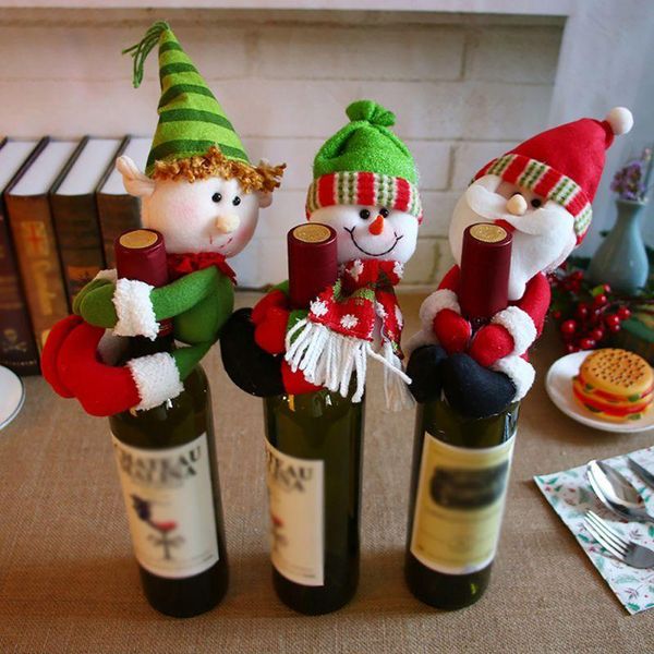 

3styles christmas wine bottle cover snowman santa claus bottle cover dinner table christmas decorations for home ornaments fa3214