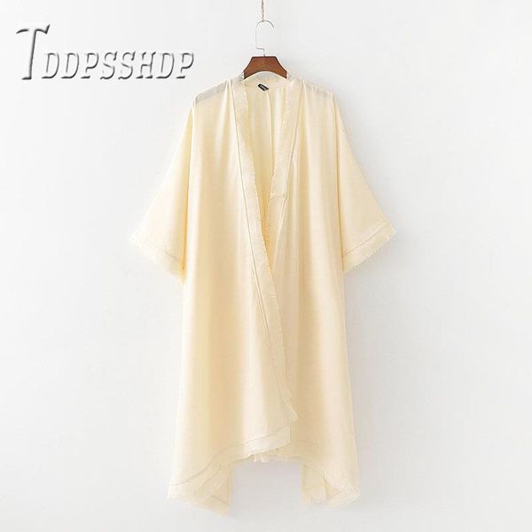 

2019 tassel kimono style women coat casual high street female outwear, Black;brown