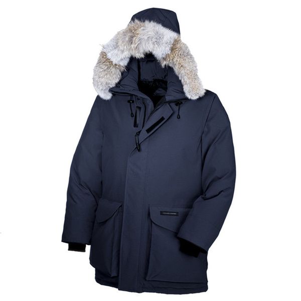 

классический зимний fourrure вниз parka homme jassen верхняя одежда куртки big fur hooded fourrure манто канада пуховик пальто hiver doudoun, Black