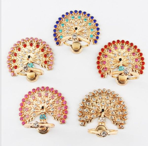 

wholesale open peacock ring bracket phone stand mount tablet desk finger socket grip holder for smartphone ring holder
