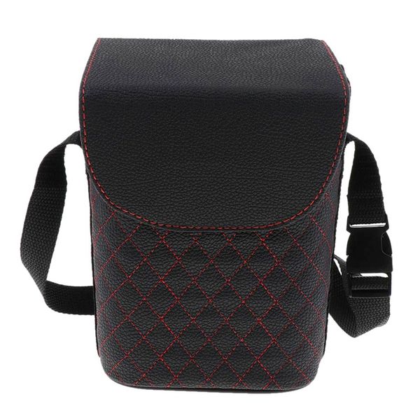 

waterproof car trash can for litter - mini pu leather auto garbage bag, makes a great gift for your family or friend - black