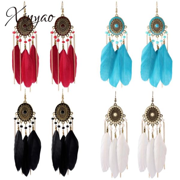

bohemian feather earring romantic dangle dreamcatcher fashion jewelry light weight feather earrings women gift girlfriend, Silver