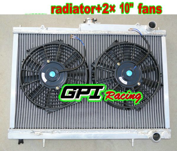 

42mm aluminum radiator for skyline r33 r34 gtr gtst rb25det manual + fan