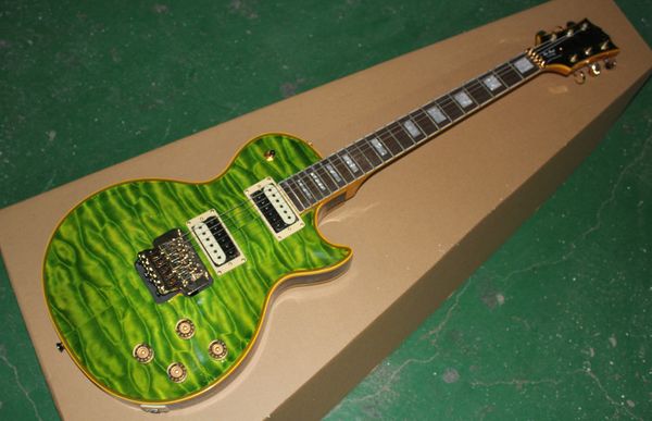 

Oem guitar new arrival rp electric guitar ee thru green quilt flame body