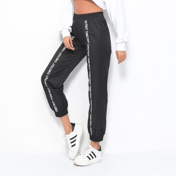 

women's pants & capris women streetwear black sweatpants elastic waist trousers hip hop loose jogger mujer sporting casual combat femal, Black;white