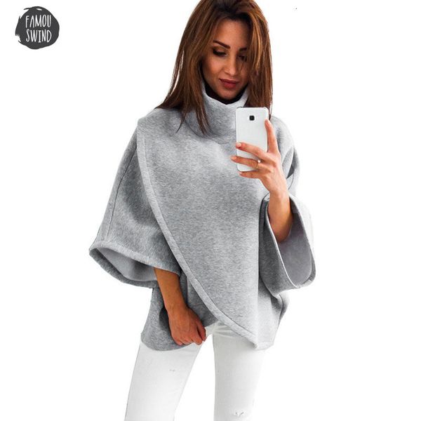 

elegant gray turtleneck irregular blouse womens 3 4 sleeve casual loose 90s street fashion wide cuffs blusas, White