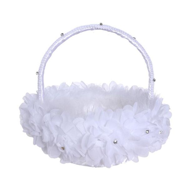 2019 Beautiful Wedding Lace Flower Girl Basket White Western