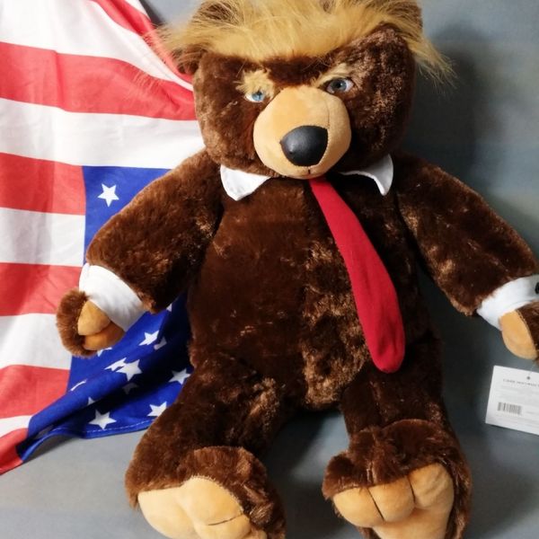 

60см Дональд Трамп Медведь Плюшевые игрушки Новые Прохладный президент США Медведь Коллекция кукол игрушки подарок для детей Мальчик T200209