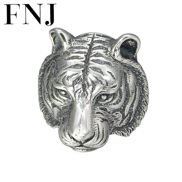 

fnj punk tiger rings 925 silver size 8-11 popular animal s925 solid thai silver ring for men jewelry fine, Golden;silver