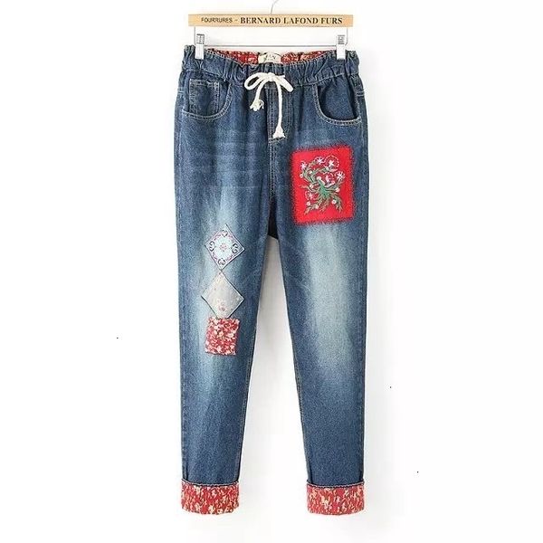 

plus size  -3xl women jeans elastic waist denim broek blue vintage broek