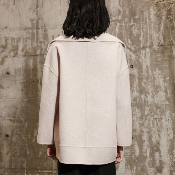 

women's wool & blends winter autumn nwe high-quality women pockets long sleeves loose coat single button length v-neck female overcoat, Black