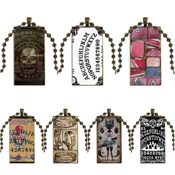 

ouija board for girls gift glass cabochon choker pendant rectangle necklace bronze color jewelry, Silver