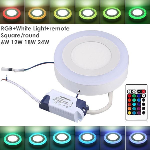 Umlight1688 Acrílico Regulável Dual Color Branco RGB Superfície LED Light Painel de 6W 9W 18W 24W Downlight Recessed iluminação com controle remoto