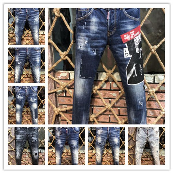 

luxuries designers new arrival d2 men denim jeans embroidery pants fashion holes trousers italy size 44-54, Blue