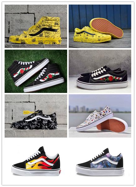 

vansx peanuts snoopy signed original yellow white grey low sports skates shoes men women sneakers canvas shoes size 36-44