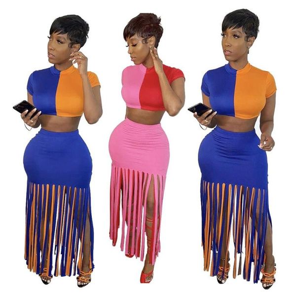 

2 piece skirt set women two piece set summer clothes for women crop skirt two pieces sets summer female, White