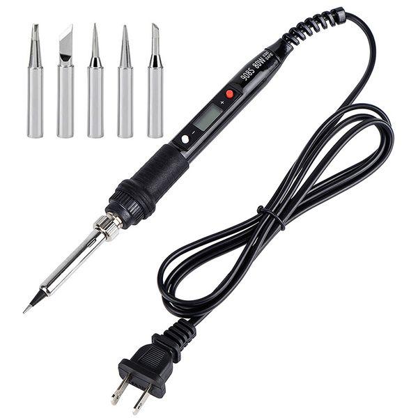 

black 110v 220v 80w digital display lcd adjustable temperature electric soldering iron with 900m-t soldering iron tip