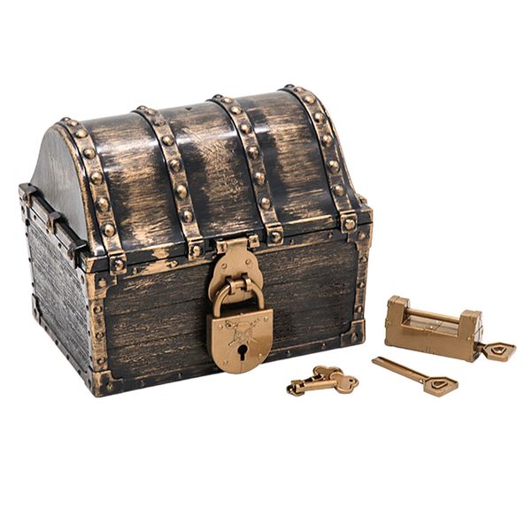 

vintage pirate treasure chest toy box with lock for party favors props decoration/kids storage treasure chest