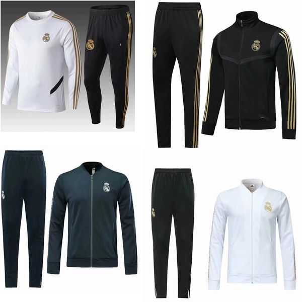 

2019 /20 real madrid soccer jacket full zipper tracksuit 19 20 real madrid hazard modric maillots de football sportswear training suit, Black