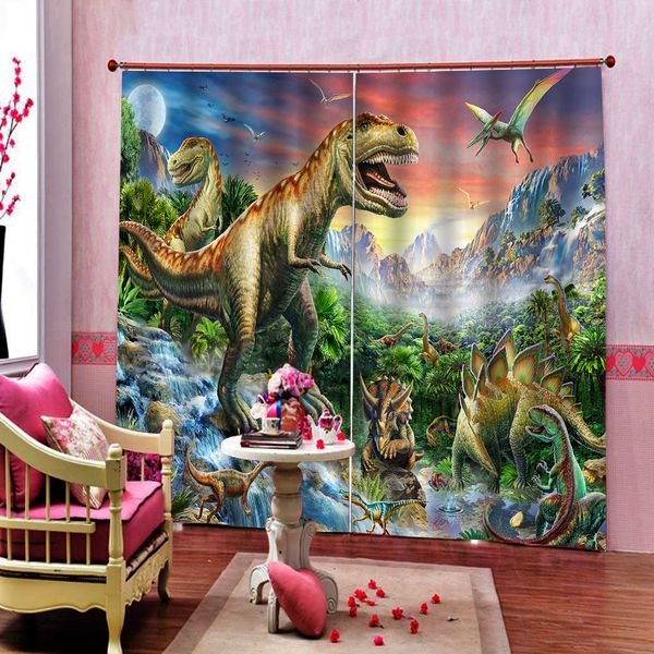 2019 Custom Forest 3d Animal Primitive Dinosaur Curtain Digital