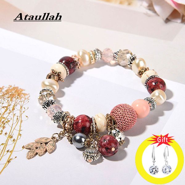 

ataullah handmade bohemia summer style bracelets beads natural stone charm bangles crystal jewelry gift for woman girls bw015ns2, Black
