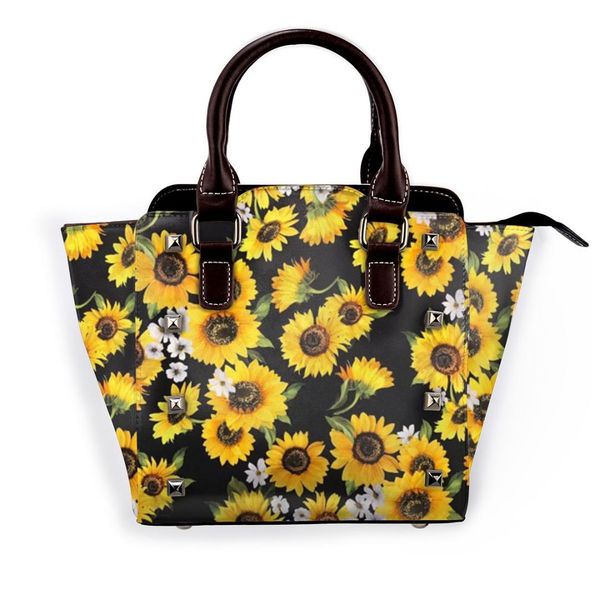

noisydesigns new stylish bags women shoulder bag pu leather handbags sunflower designs fashion ladies bag totes for female