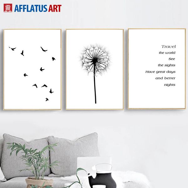

bird quotes dandelion landscape nordic posters and prints wall art canvas painting wall pictures for living room bedroom decor