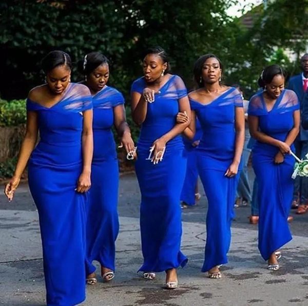 

convertible royal blue mermaid bridesmaid dresses floor length garden beach country african wedding guest gowns maid of honor dress, White;pink