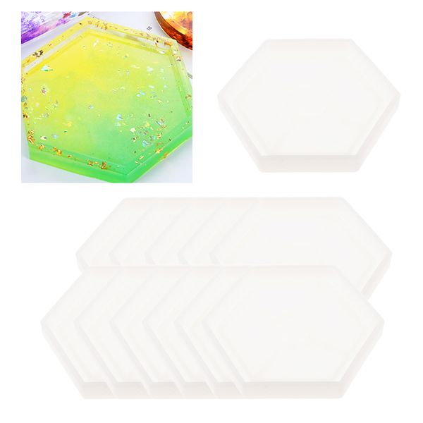 

12x silicone coaster mold resin casting mould for diy jewelry making hexagon