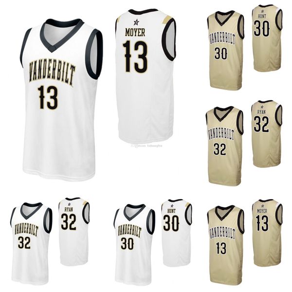 

mac hunt stitched men's vanderbilt commodores matthew moyer matt ryan white black gold college basketball jersey