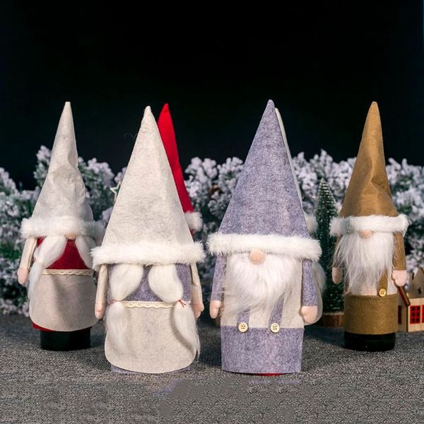 

рождество шведский гном красное вино крышка бутылки девушка санта-клаус шляпа крышка безликая кукла украшения дома