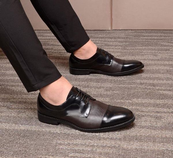 

mix order luxury new louise mens casual business oxfords real leather wedding dress shoes drop shipping size 38-44, Black