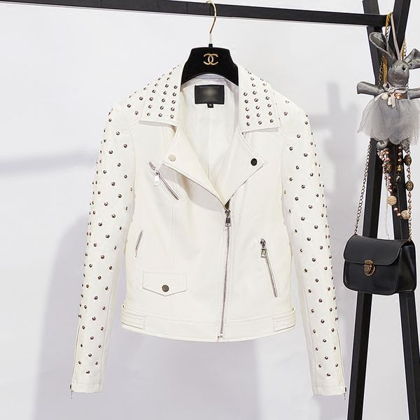 

leather jacket female 2019 new korean slim short pu leather locomotive jackets girls ladies large size pu coat basic coats, Black