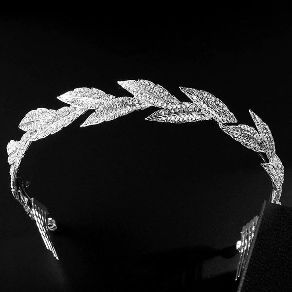 

2019 delicate crystal leaves shape hair combs tiaras crowns headpieces bride noiva bridal wedding party hiar bands, Golden;white