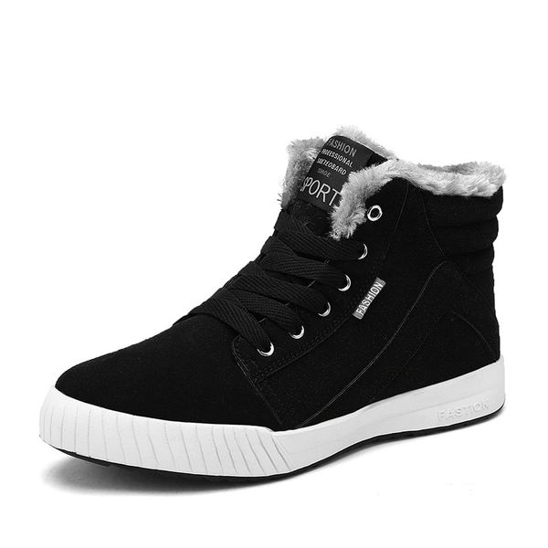 

men's boots fashion men winter boots waterproof men snow lace up men ankle boots warm winter casual shoes male size 39-48, Black